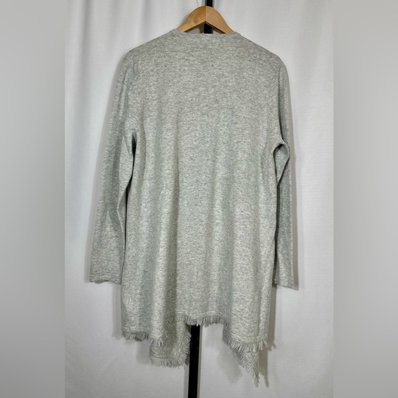 Vineyard Vines Heather Gray Open Front Fringe Cardigan Cashmere Blend Size XL - Picture 3 of 11
